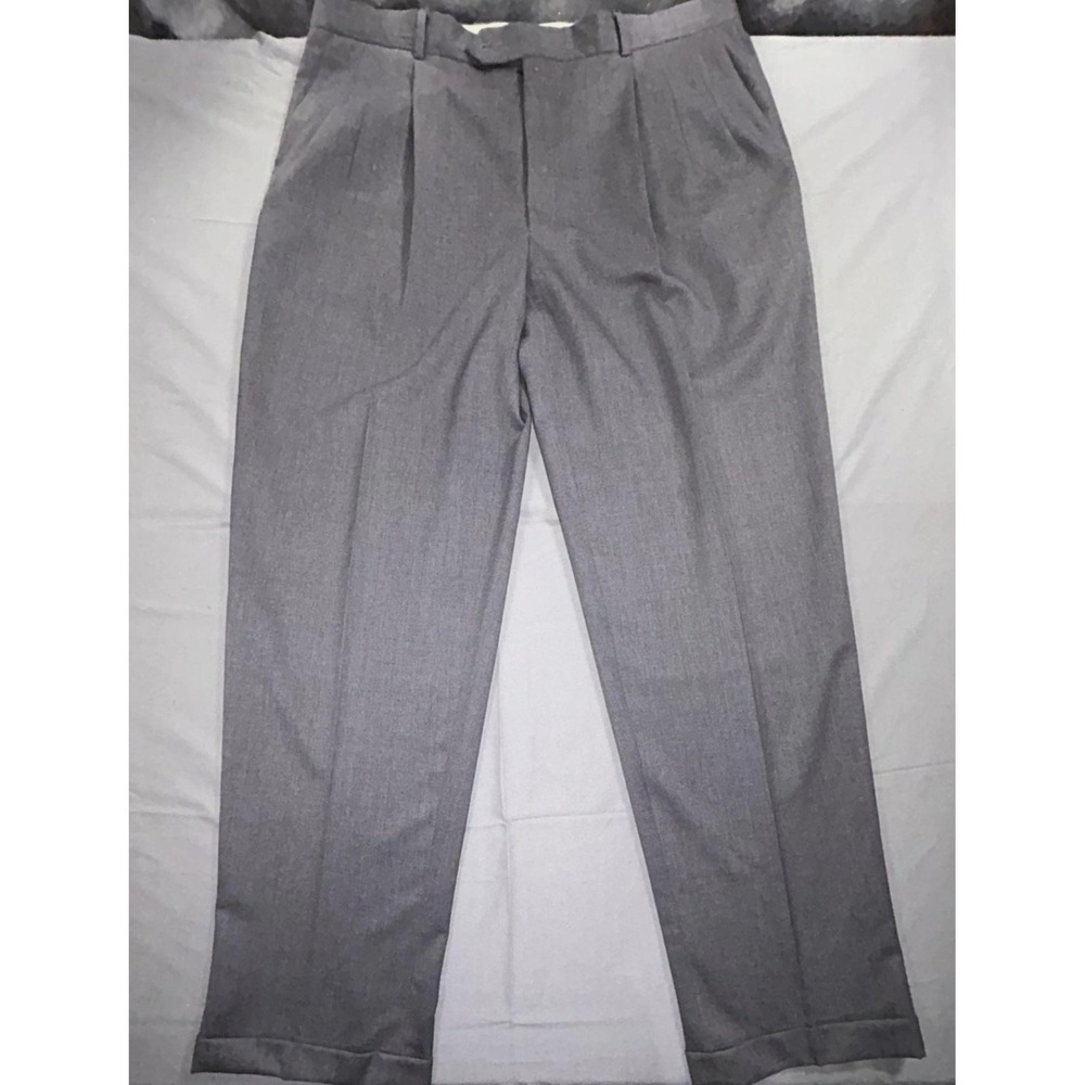 Vintage Givenchy Pants Mens 40R Gray Pleated Dress Suit Cuffed Made USA